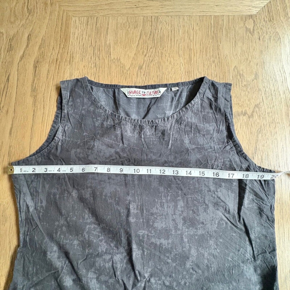 SAVAGE CULTURE Spanish Tunic Mini Dress Sleeveless w/Pockets Gray Boho Top LARGE - Picture 8 of 12